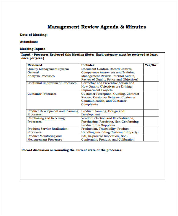 iso 2015 management review template